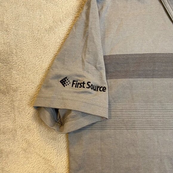 TravisMathew Mens Polo Shirt Medium Gray Embroidered Logo & Striped Design Mens - Picture 7 of 8